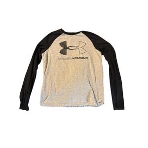Under Armour Black/Gray Logo Long-Sleeve Tee - Youth Medium (YMD)